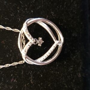 925 silver with open heart diamond's necklace